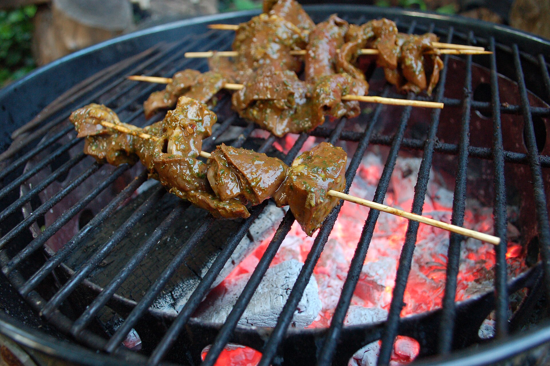 anticuchos grilled beef heart skewers