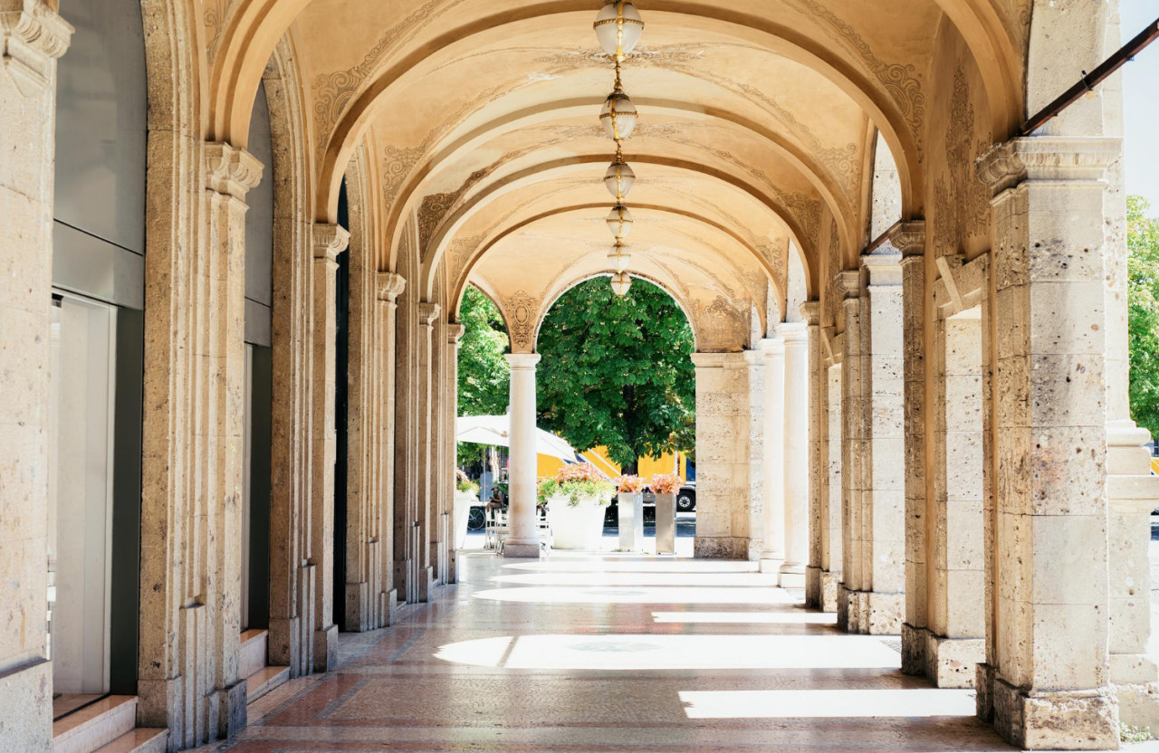 archway historical building lower city bergamo lombardy italy