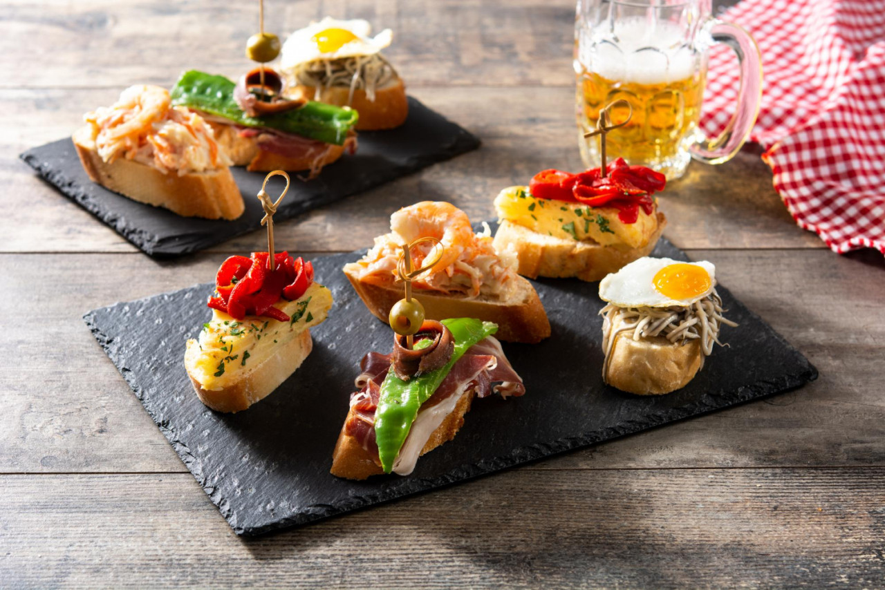 assortment spanish pintxos