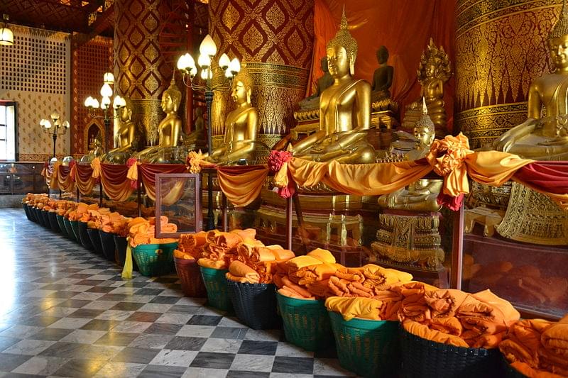 ayutthaya thailand wat phanan choeng golden buddhas statues