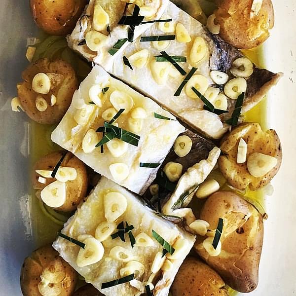bacalhau assado com batatas a murro