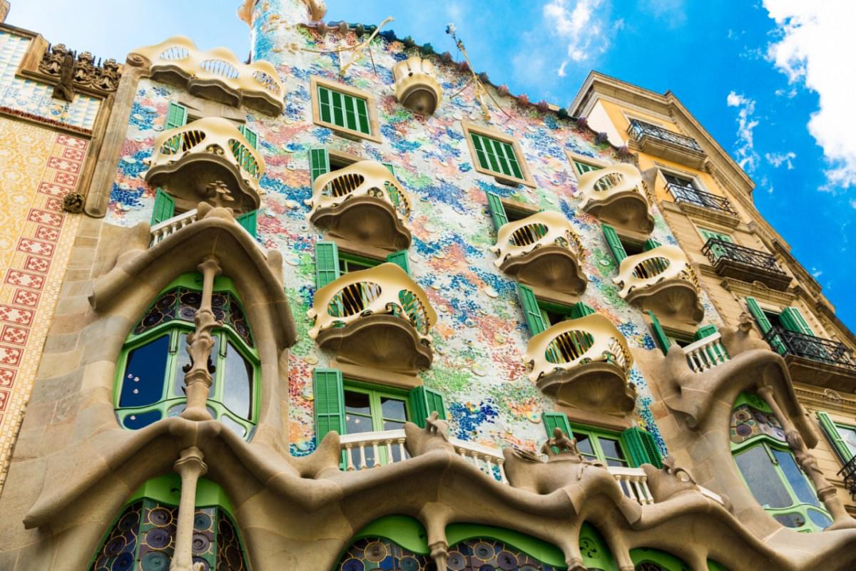 barcelona spain september 20 2019 facade casa battlo also called house bones was designed by antonio gaudi