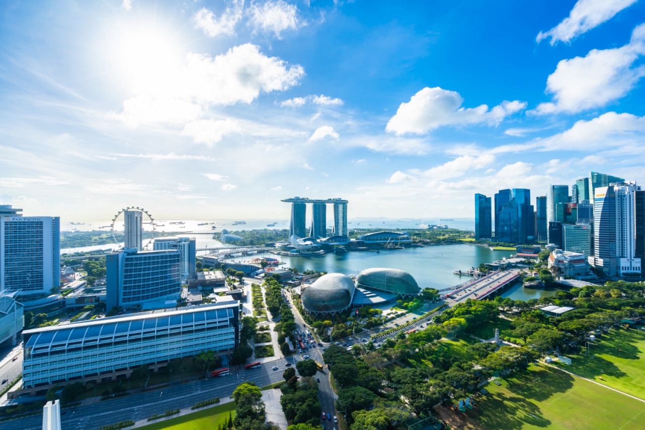 beautiful architecture building exterior cityscape in singapore city skyline