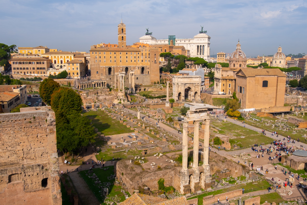 Beautiful Landscape View Roman Forum Famous Landmark Rome Italy 1