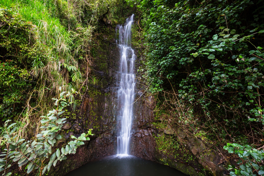 beautiful tropical waterfall hawaii