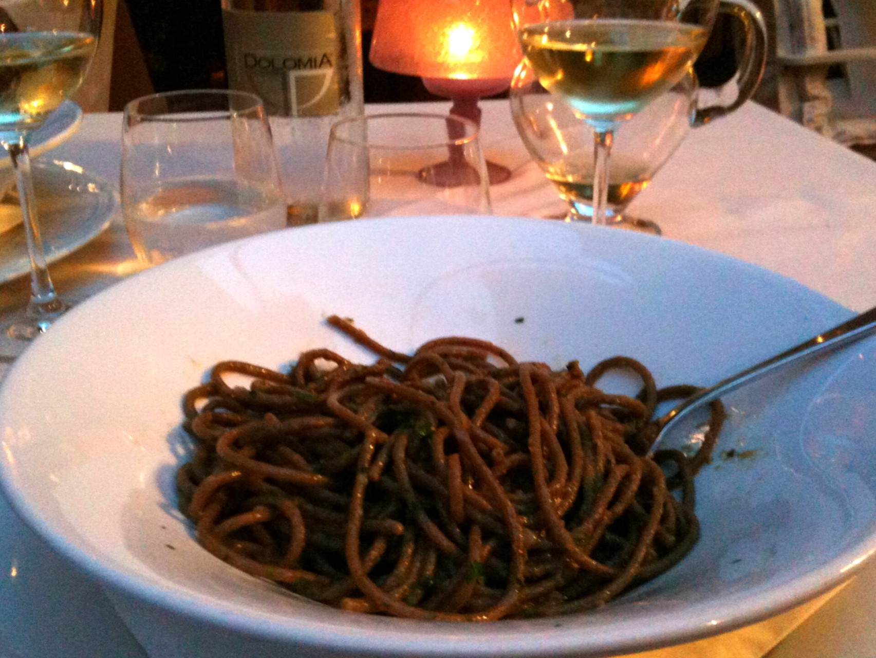 bigoli with anchovy sauce at ristorante ribot venice