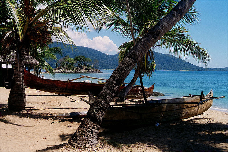 boats at the beach of nosy komba madagascar