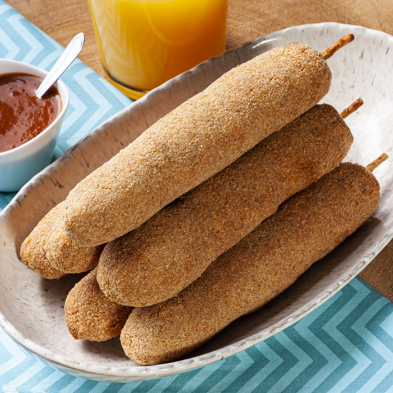 breaded fried chicken skewer typical brazilian snack