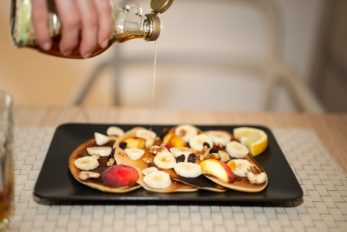 breakfast meal sweet pancakes fruit maple 1
