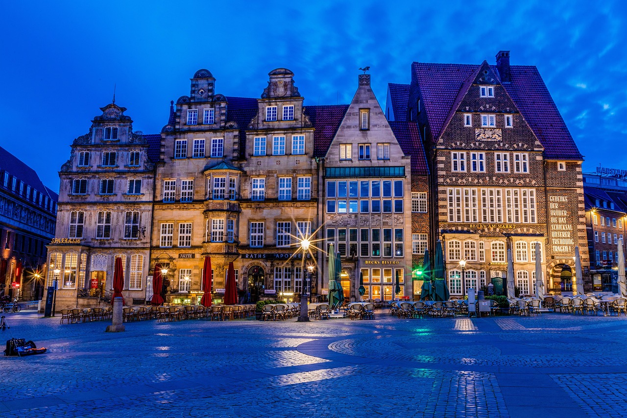 bremen marktplatz blaue stunde