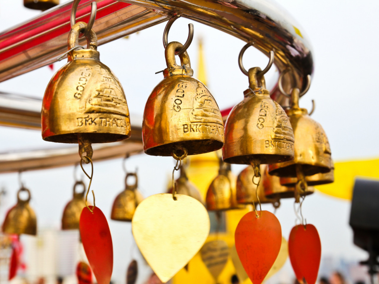 buddhist bells wat saket golden mount bangkok thailand