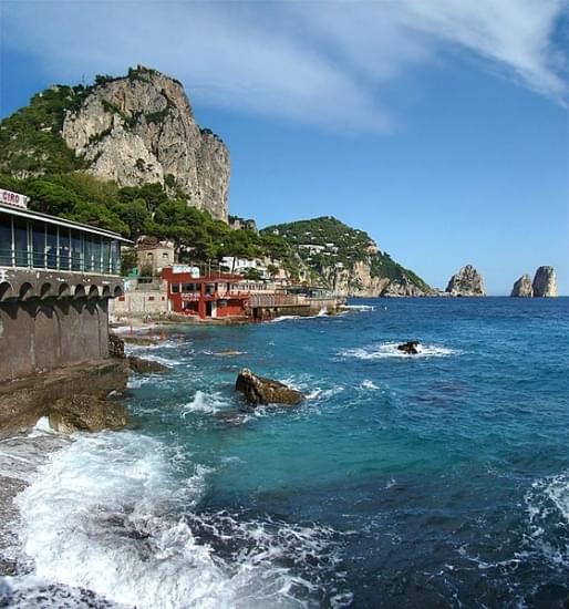campania capri marina piccola viewed towards the faraglioni