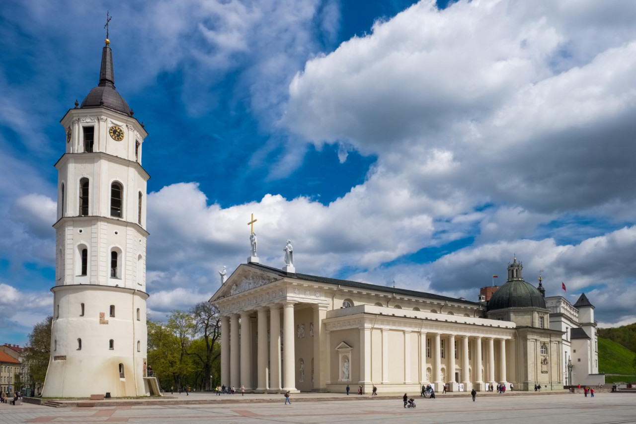 cathedral square basilica bell tower vilnius lithuania