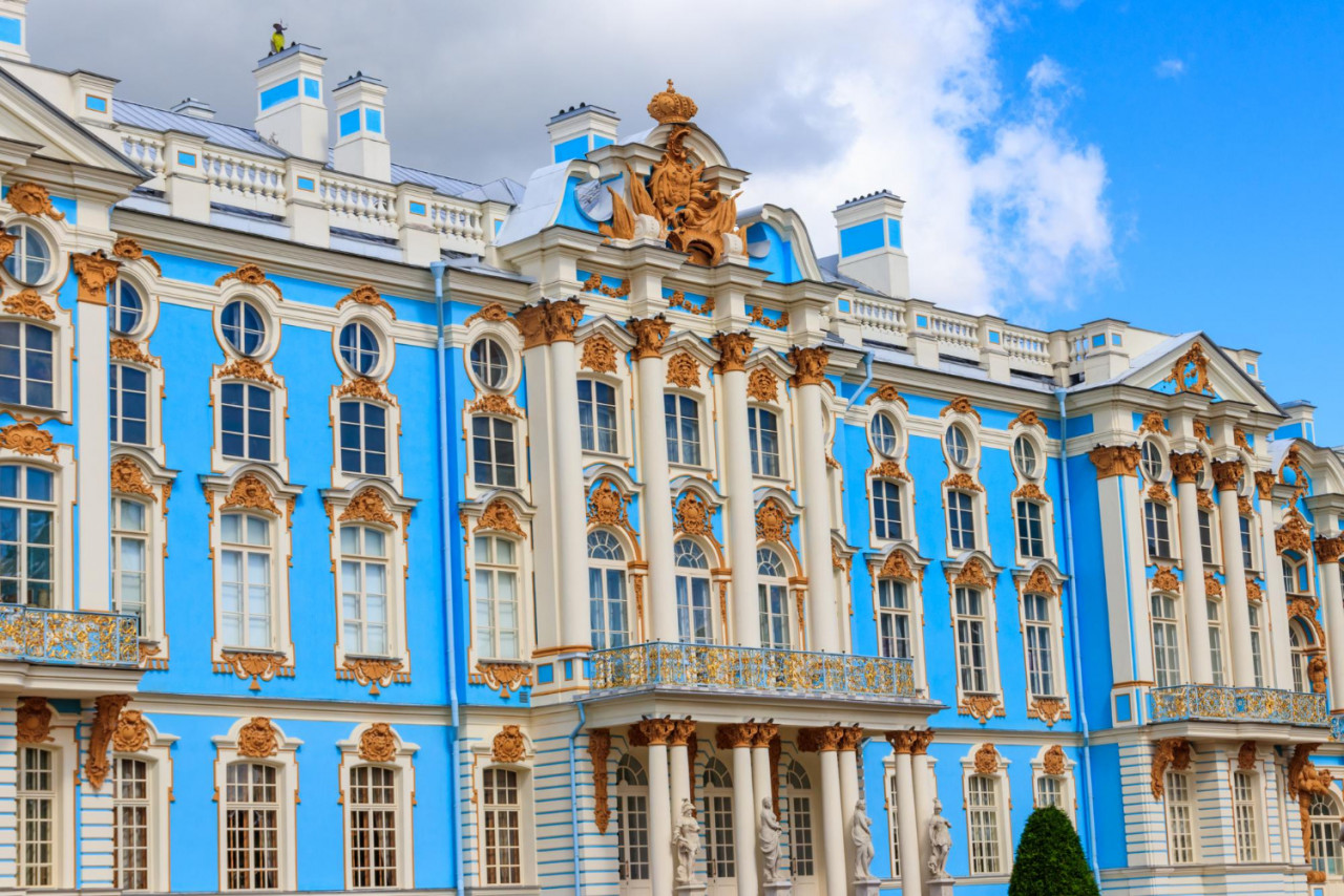 catherine palace is rococo palace located town tsarskoye selo pushkin 30 km south saint petersburg russia it was summer residence russian tsars