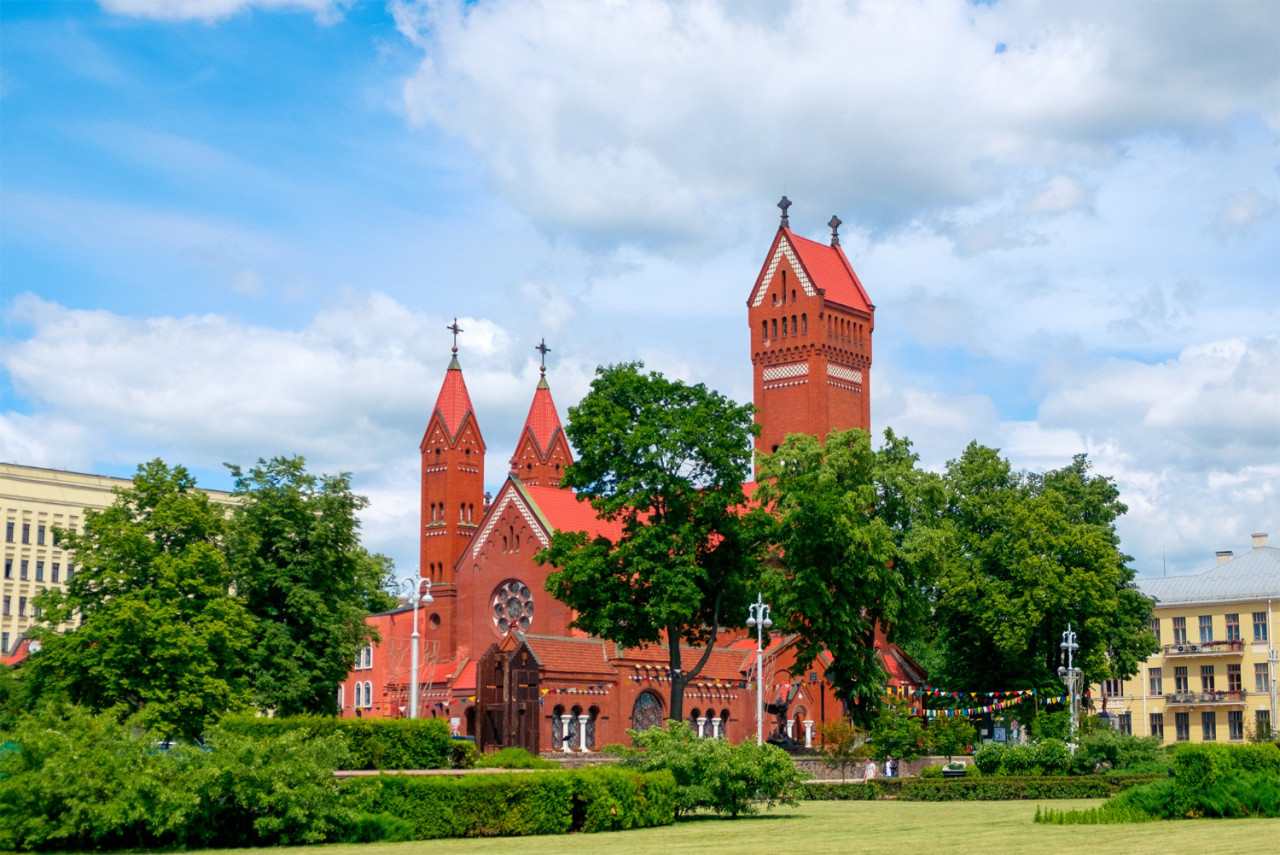 catholic chapel st simon st elena red church minsk belarus