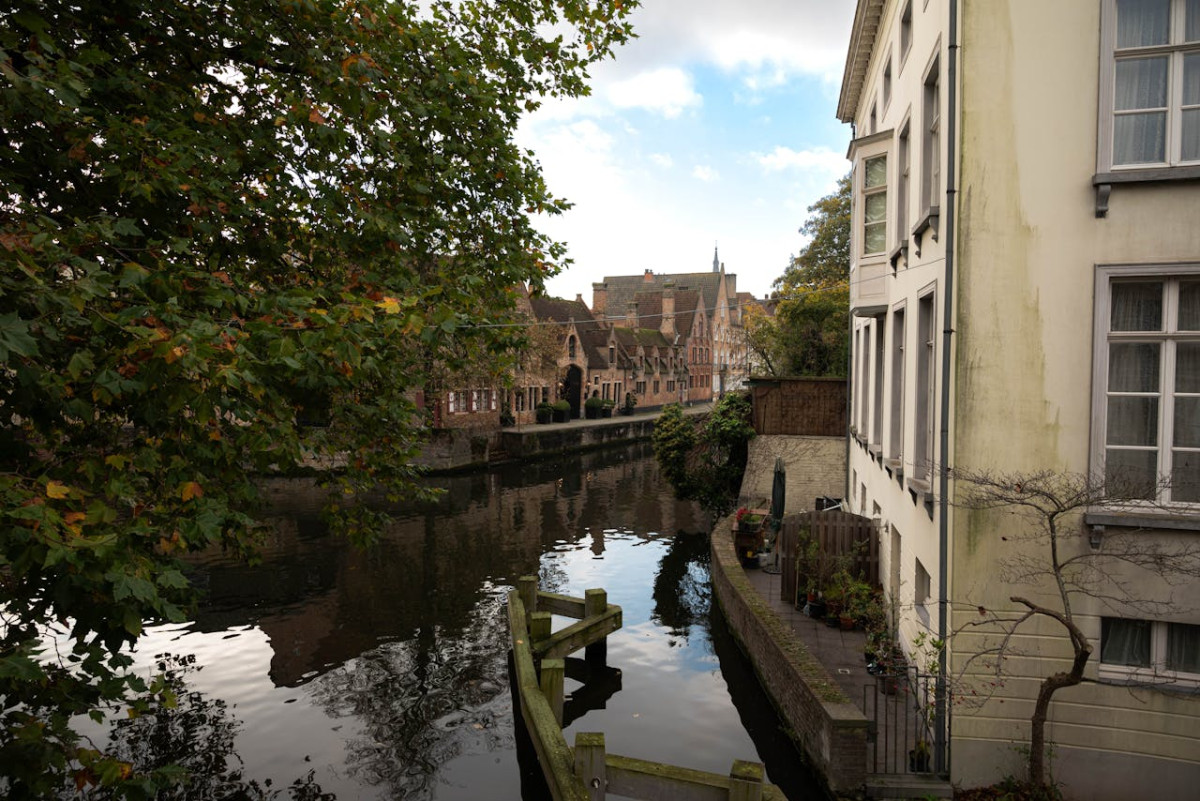 charming canal view in historic bruges belgium