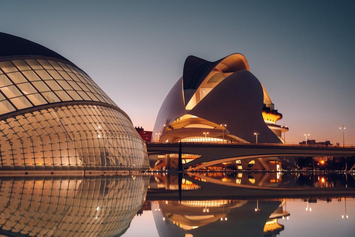 city of arts and sciences in valencia in evening 1