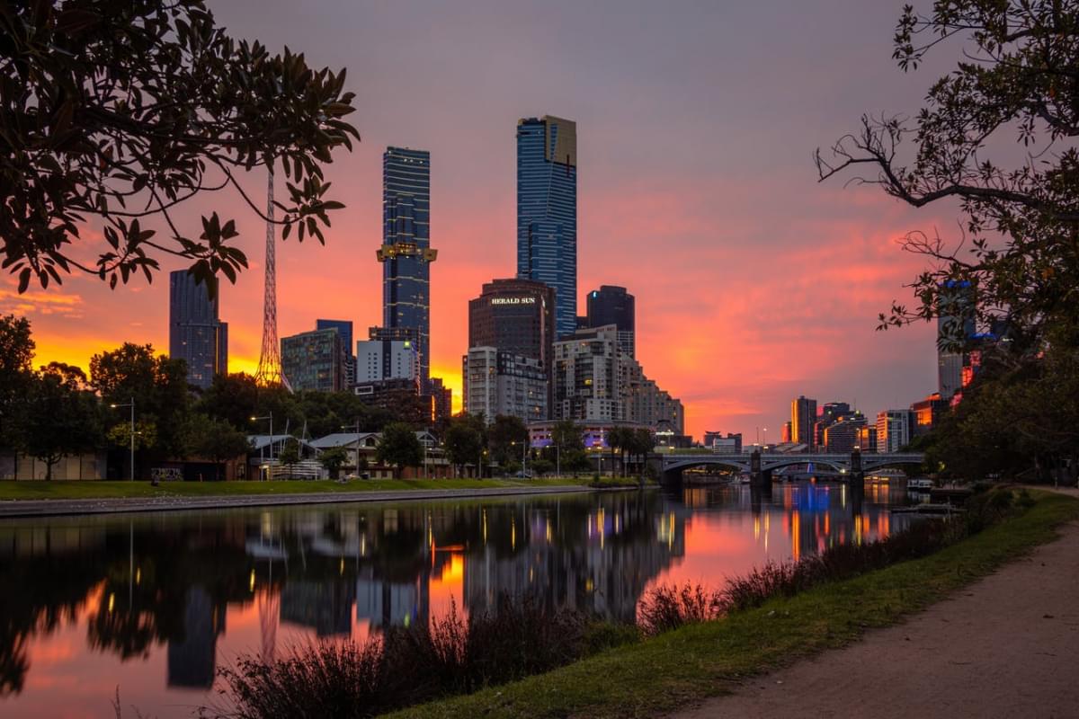 city skyline during night time