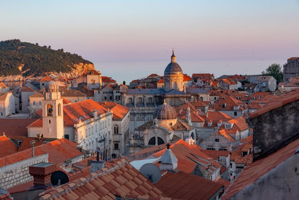 cityscape of dubrovnik with church dome in the middle