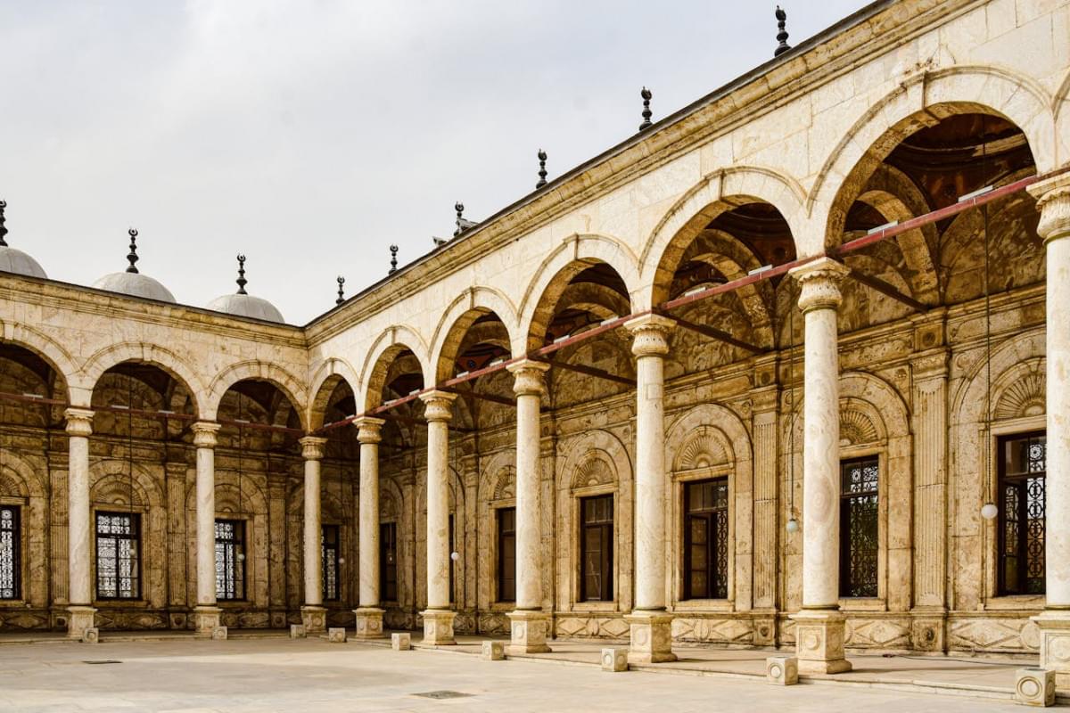 colonnade of the mosque of muhammad ali courtyard
