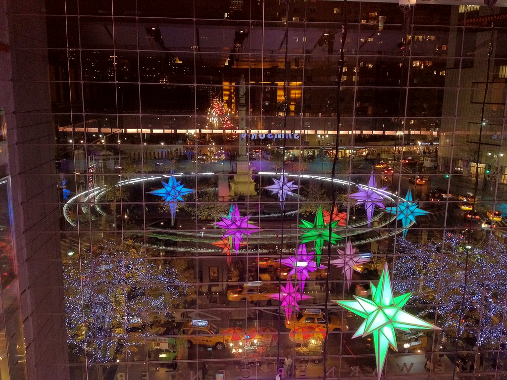 columbus circle with xmas decoration