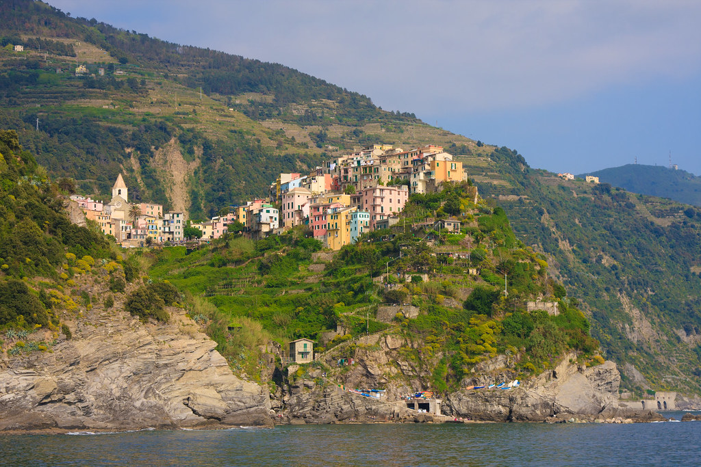 corniglia cinque terre from the sea