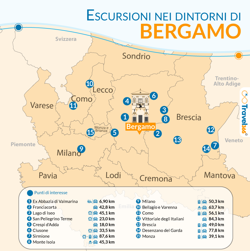 cosa vedere nei dintorni di bergamo mappa delle escursioni