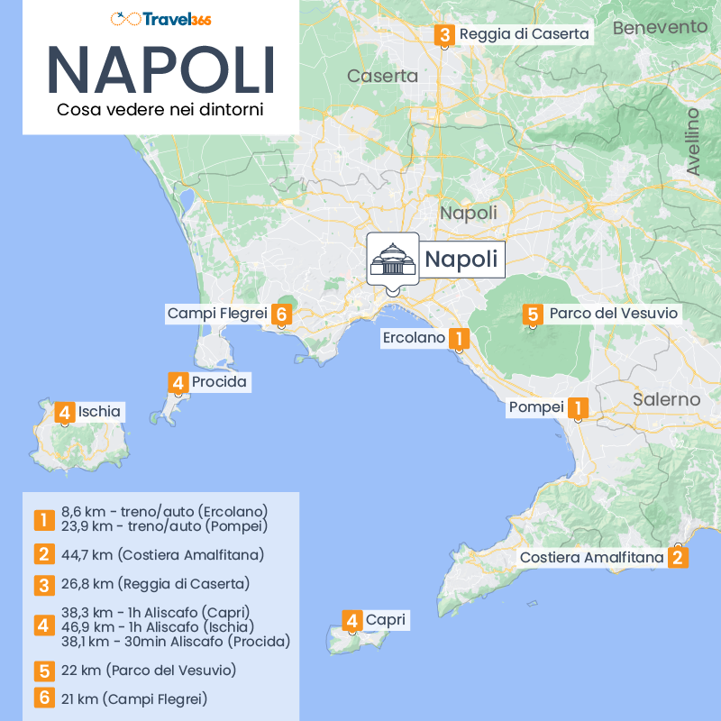 cosa vedere nei dintorni di napoli mappa delle escursioni