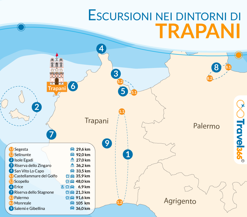 cosa vedere nei dintorni di trapani mappa delle escursioni