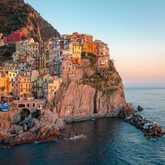 tramonto sulla costa delle cinque terre