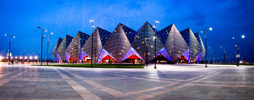 crystal hall at night