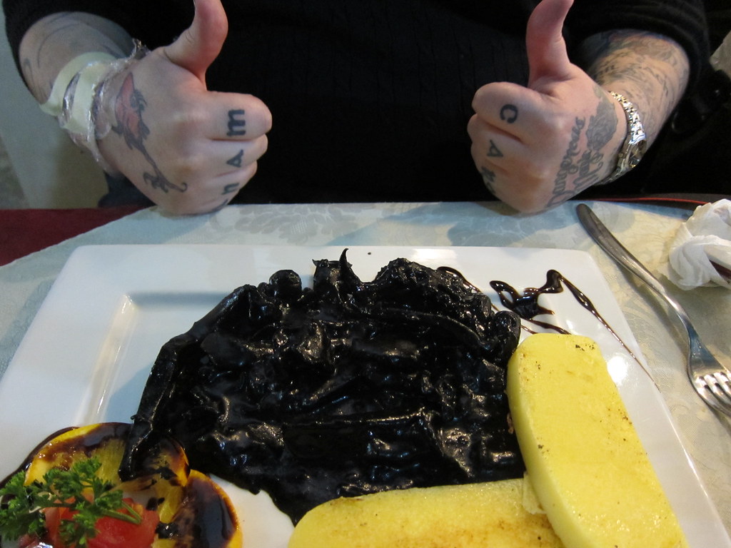 cuttlefish in ink with polenta