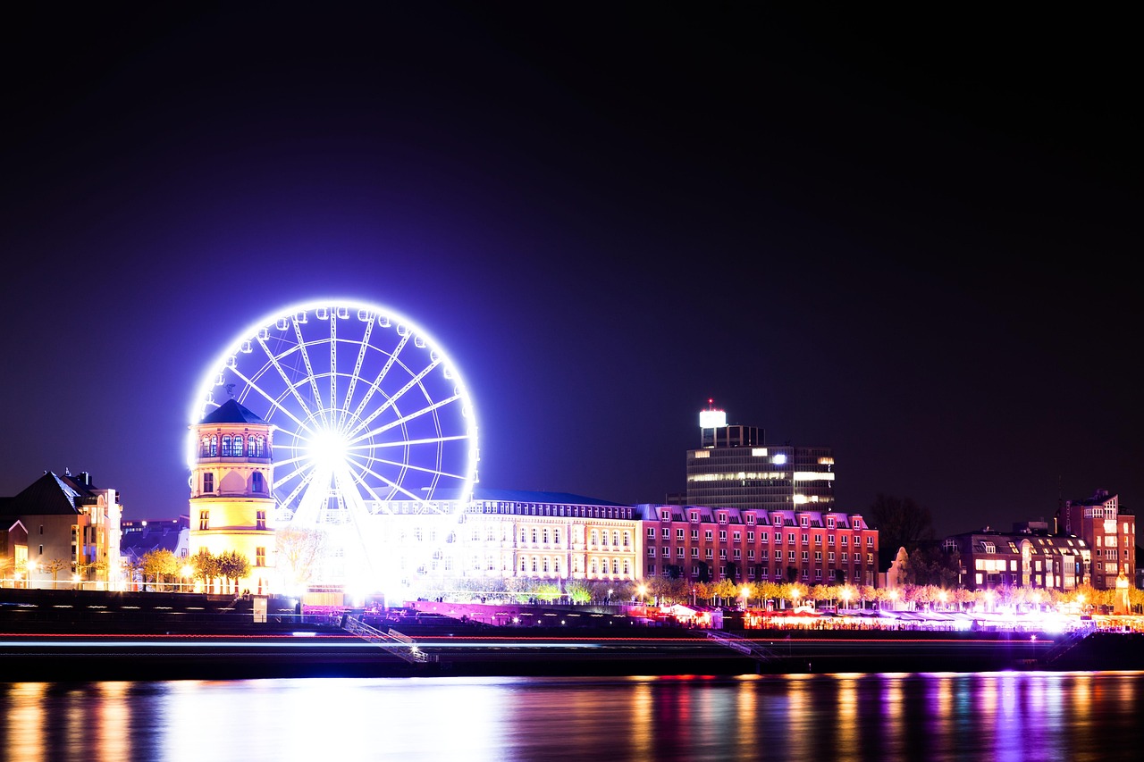 d c3 bcsseldorf riesenrad nacht rhein