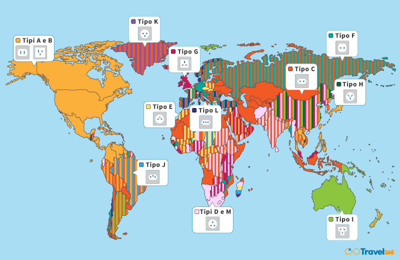 distribuzione prese elettriche nel mondo