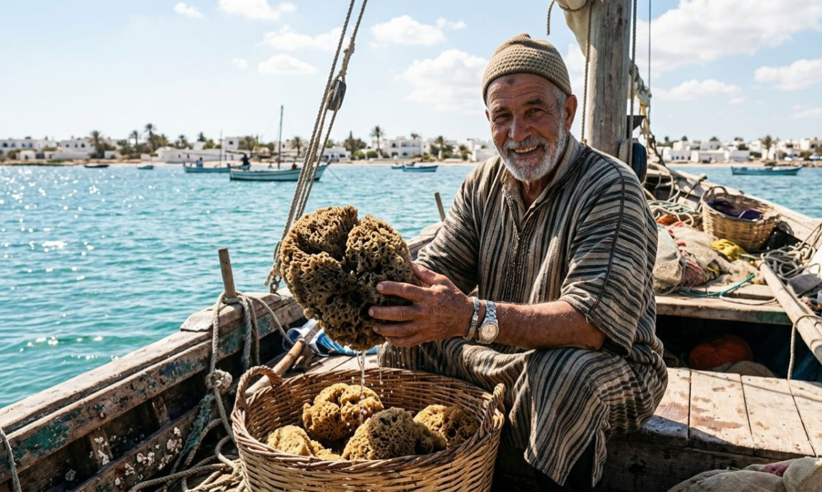 Spugne marine naturali appena pescate ad Adjim