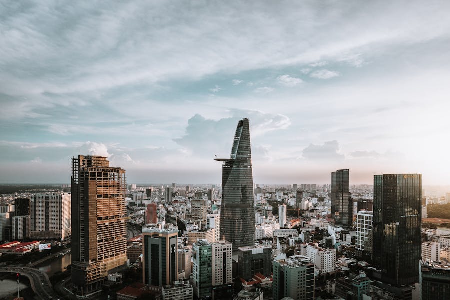 drone shot of the city of ho chi minh city in vietnam 1