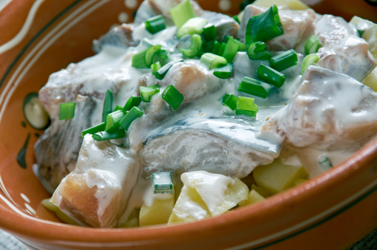 estonian silgu kartulisalat salad herring potatoes with sour creambaltic cuisine