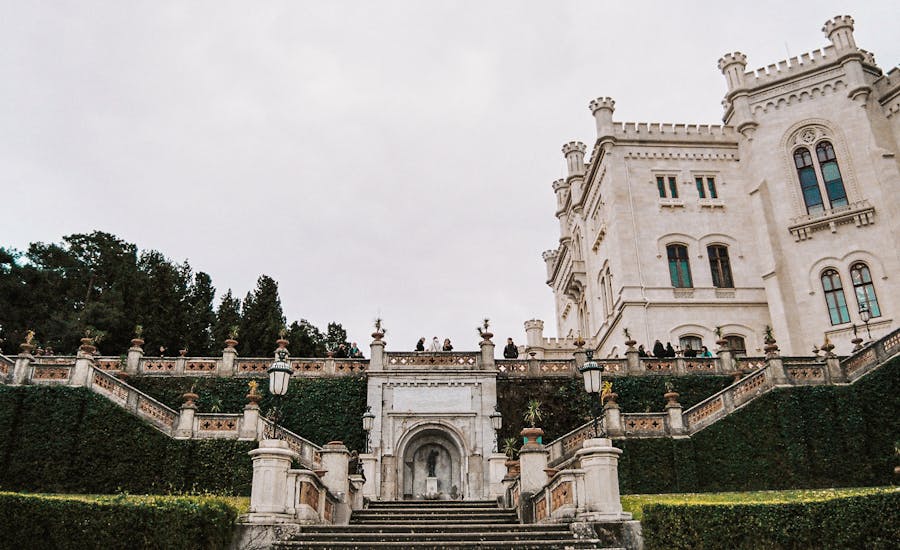 facade of the miramare castle in italy