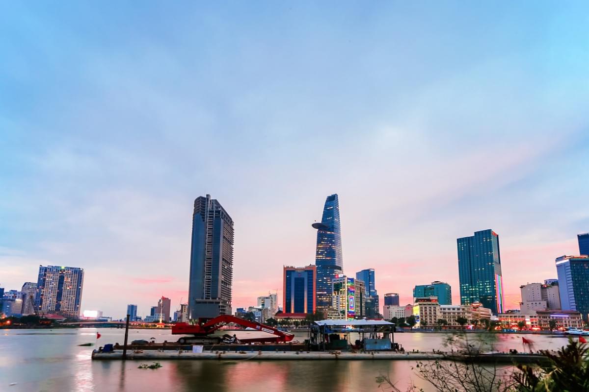 fiume saigon vietnam tramonto fiume