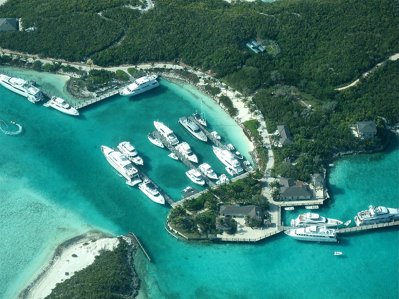 flying out over sampson cay