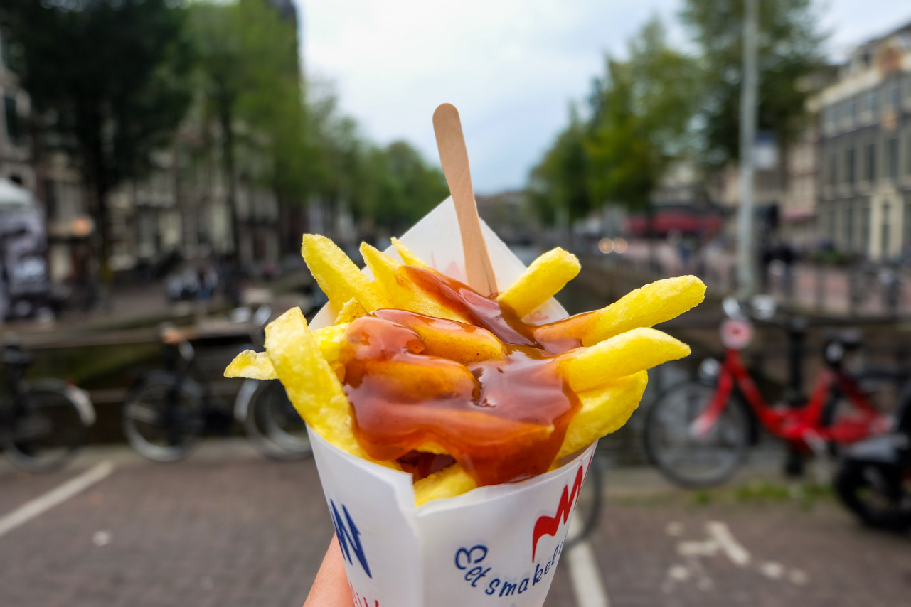 frites french fries with curry sauce amsterdam netherlands september 2017
