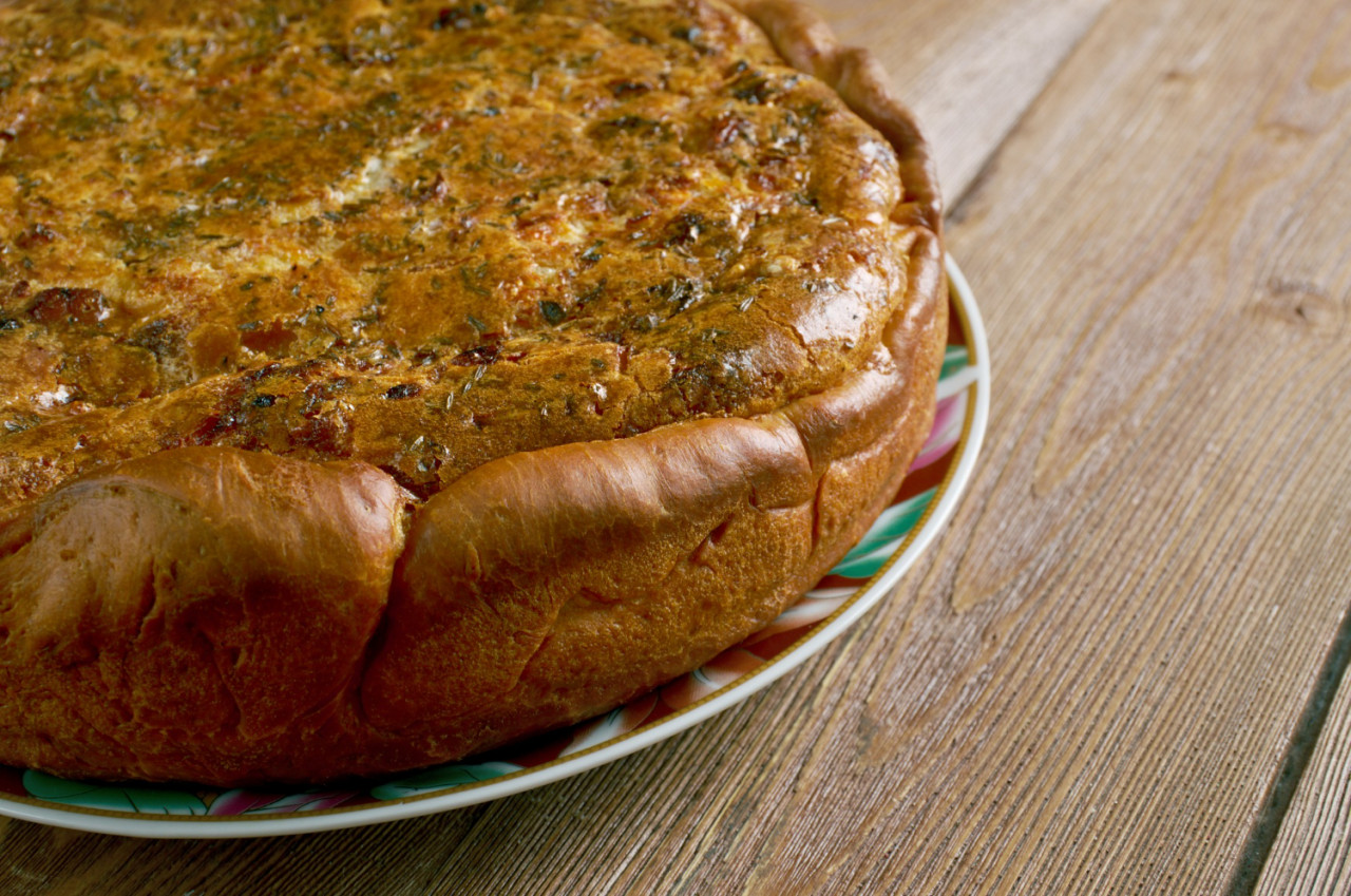 german onion pie zwiebelkuchen close up