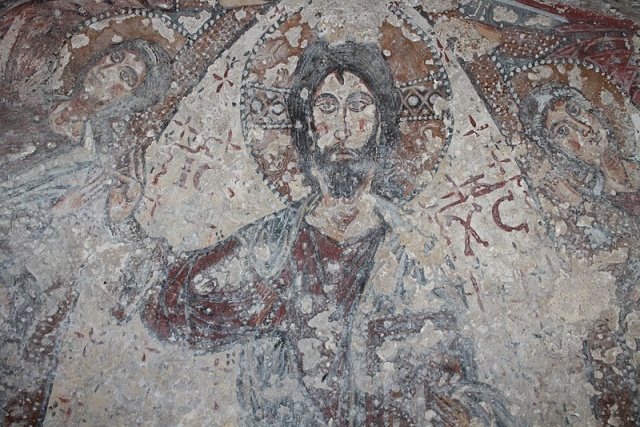 grotte del crocifisso modica particolare affresco cristo pantocratore