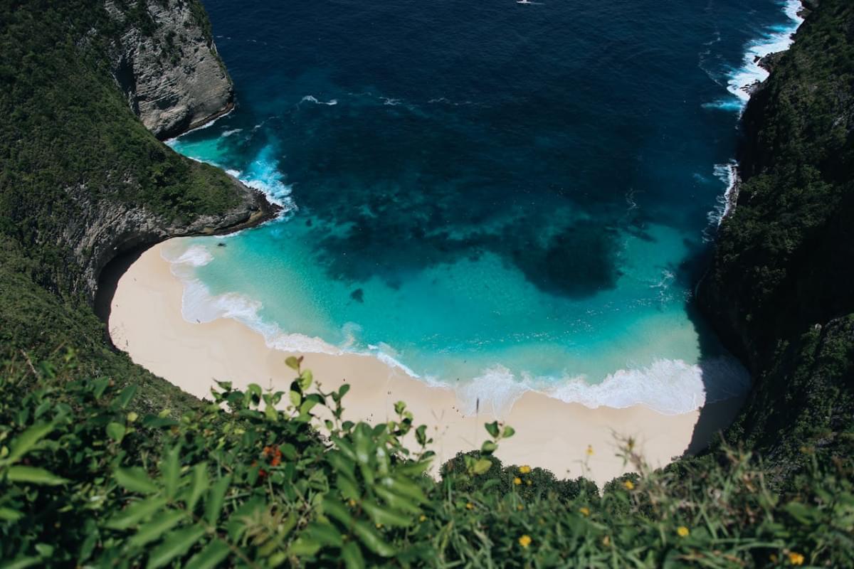 high angle shot of nusa penida island in indonesia