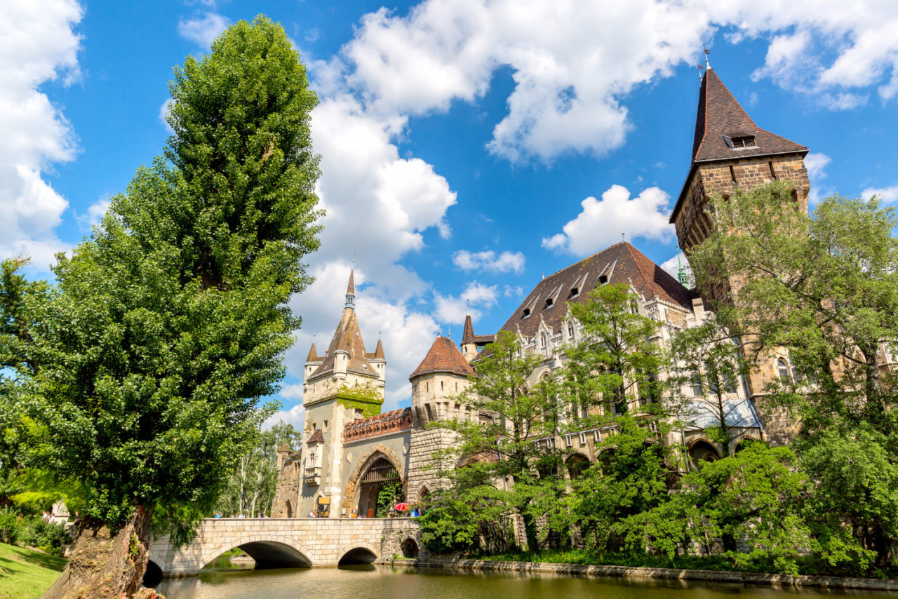 historical building budapest vajdahunyad castle blue sky main city park varosliget