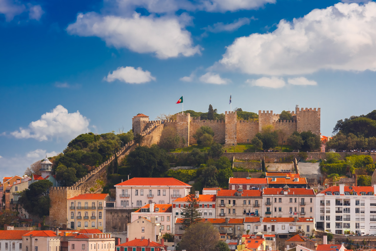 historical centre lisbon sunny day portugal