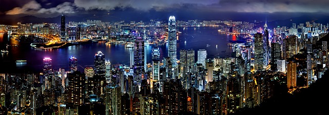 hong kong skyline notte