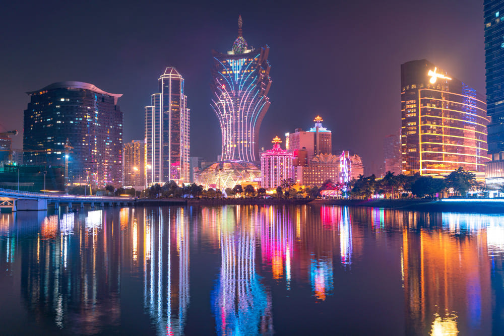 incredibile vista panoramica sul paesaggio urbano del casino di macao nel centro della citta