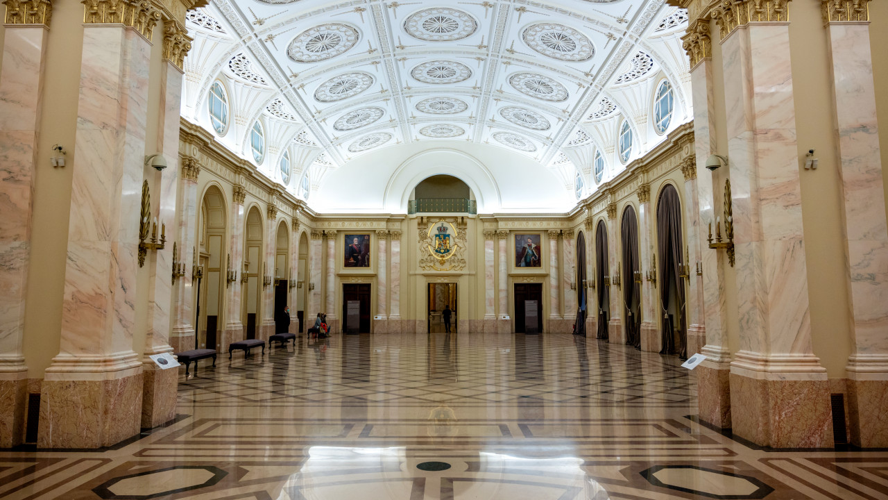 interior national art museum bucharest romania golden details marble painting