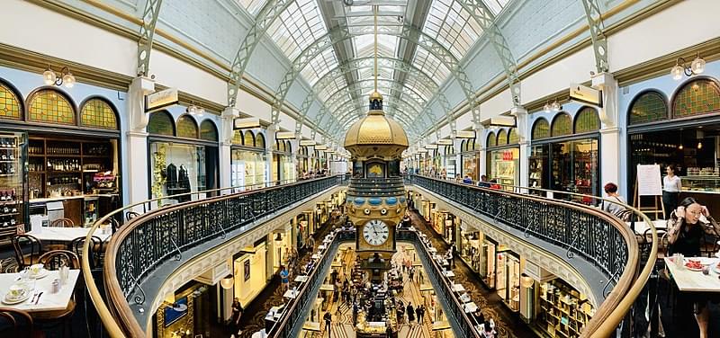 interior of queen victoria building with great australian clock 07